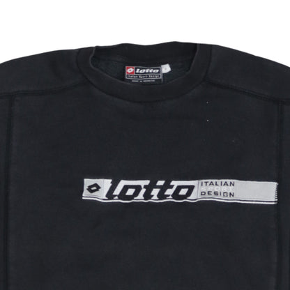 Lotto Mens Black Logo Pullover Sweatshirt Size M Italian Design
