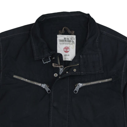 Timberland Men’s Black Biker Jacket L Canvas Full Zip Outdoor Style
