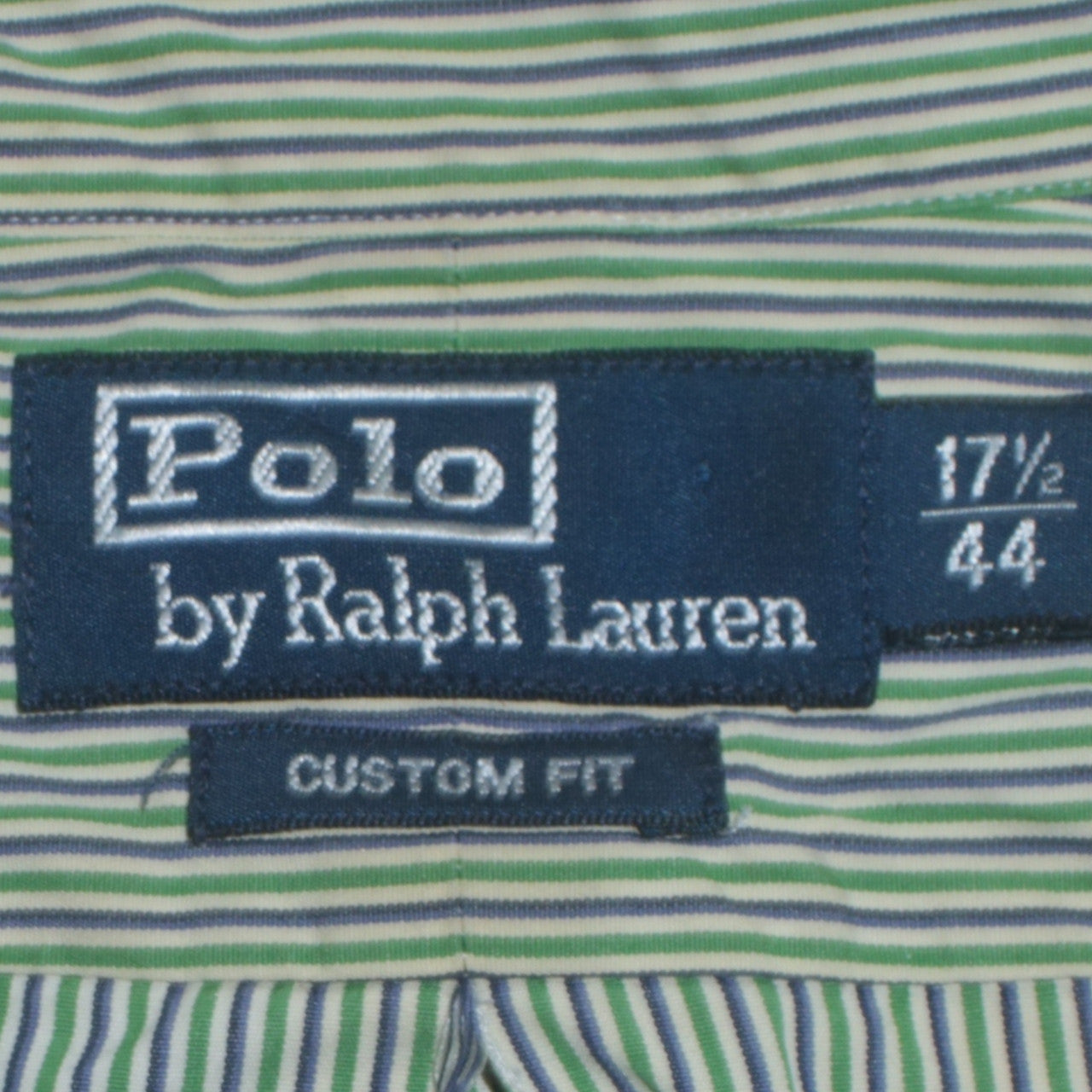 Ralph Lauren Men's Green Striped Slim Fit Button-Up Shirt 17.5/44