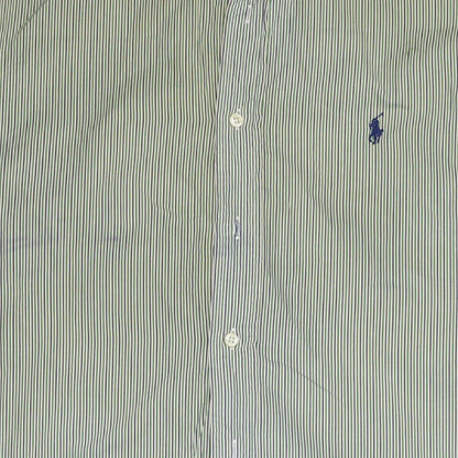 Ralph Lauren Men's Green Striped Slim Fit Button-Up Shirt 17.5/44