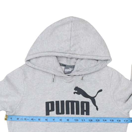 Puma Women Grey Hooded Pullover Hoodie UK 8 with Logo Print