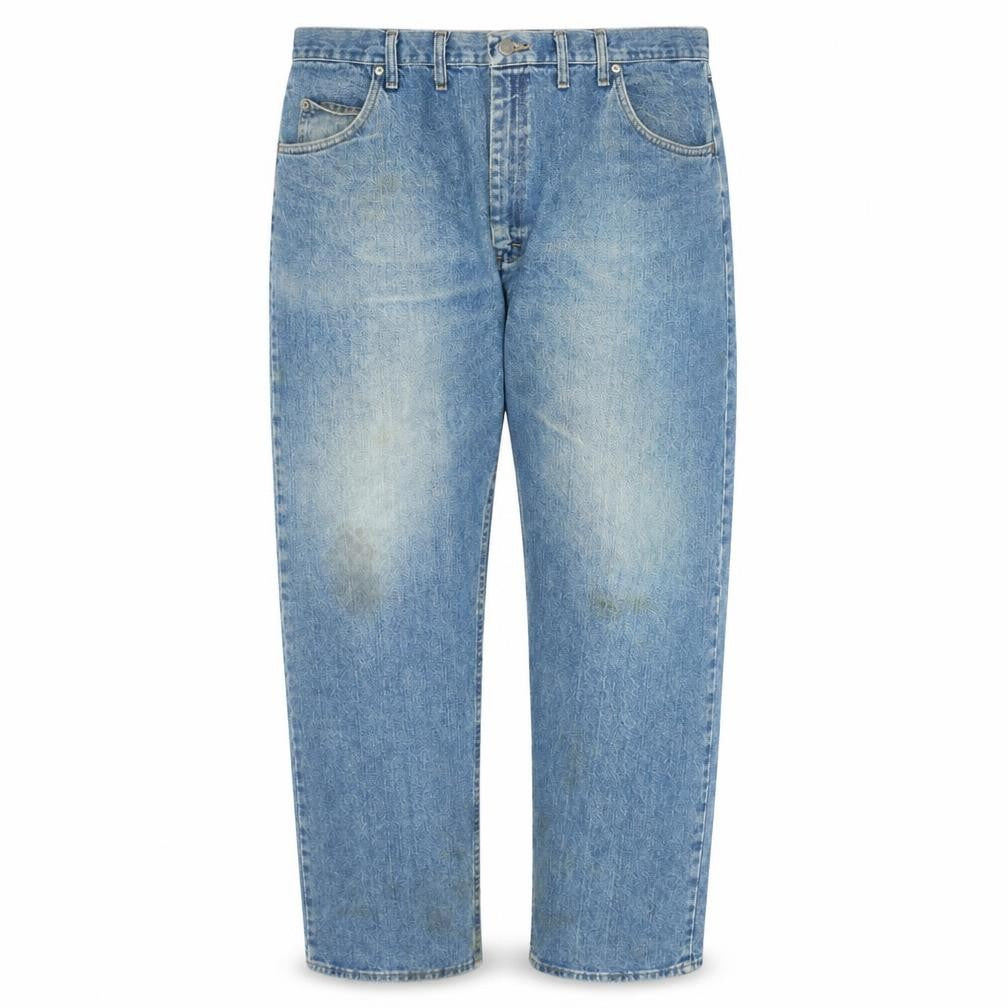 Front view of Wrangler Men's Blue Regular Fit Straight Leg Jeans 34x36