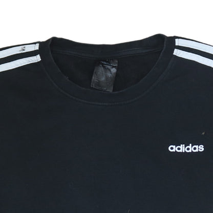 Adidas Men's Black XL Pullover Crew Neck Sweatshirt with Stripe Logo