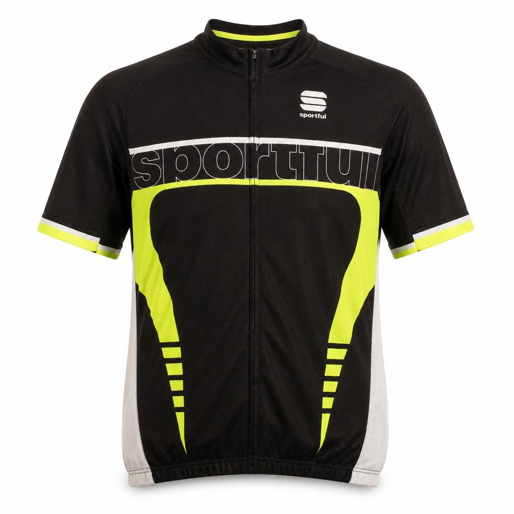 Sportful Men's Black Cycling Jersey L Short Sleeve Full Zip Top