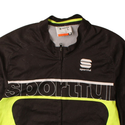 Sportful Men's Black Cycling Jersey L Short Sleeve Full Zip Top