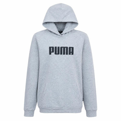 Front view of Puma boys’ grey pullover hoodie xl 15-16 years logo print cotton blend