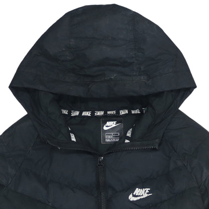 Nike Boys Black Hooded Puffer Jacket Size L 147-158cm Winter Coat