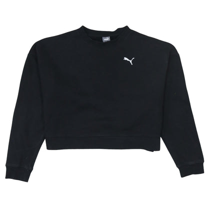 Puma Womens Black Small Cropped Crew Neck Sweatshirt