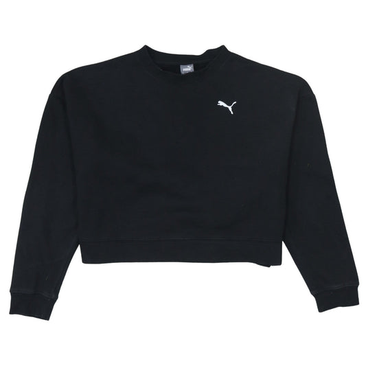 Puma Womens Black Small Cropped Crew Neck Sweatshirt