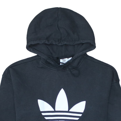 Adidas Womens Black Pullover Hoodie Size 10 Cotton Logo Casual