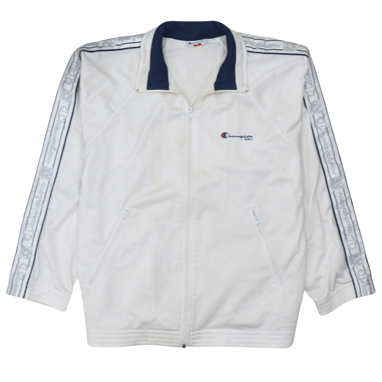 Champion USA Men's White Full Zip Track Sweatshirt M