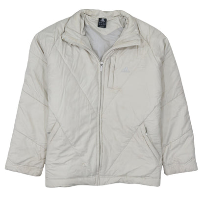 Adidas Women Ivory Quilted Puffer Jacket Size 16 Regular Fit