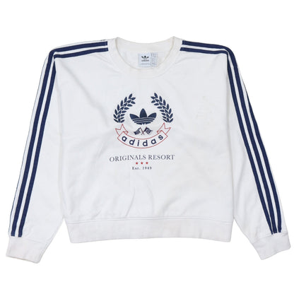 Adidas Women's White Crew Neck Sweatshirt Size 8 Originals Resort Logo