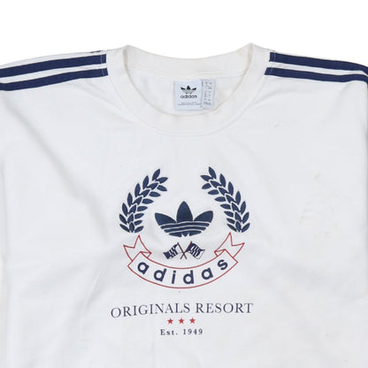 Adidas Women's White Crew Neck Sweatshirt Size 8 Originals Resort Logo