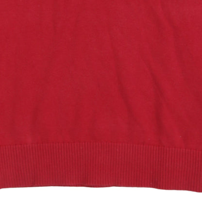 Tommy Hilfiger Men's Red V-Neck Cotton Pullover Jumper Size S
