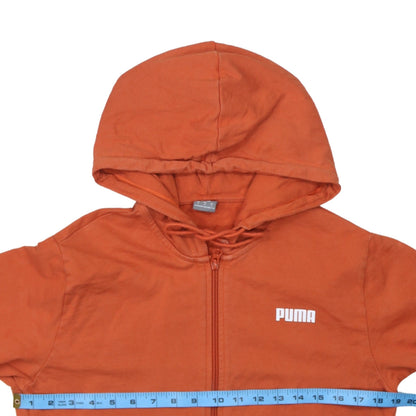 Puma Womens Orange Full Zip Hoodie Small Cotton Casual