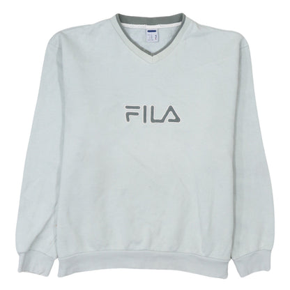 Fila Men's Grey V-Neck Pullover Sweatshirt M Classic Sportswear