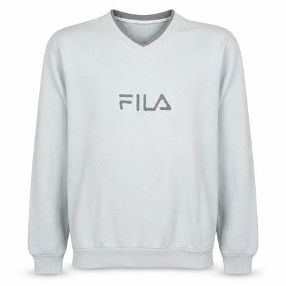 Fila Men's Grey V-Neck Pullover Sweatshirt M Classic Sportswear