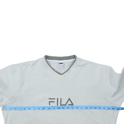 Fila Men's Grey V-Neck Pullover Sweatshirt M Classic Sportswear