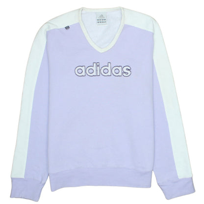 Adidas Women Purple White V-Neck Pullover Sweatshirt Size 12