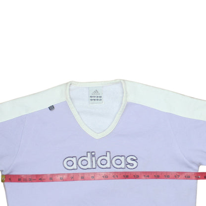 Adidas Women Purple White V-Neck Pullover Sweatshirt Size 12