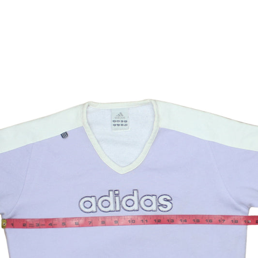 Adidas Women Purple White V-Neck Pullover Sweatshirt Size 12