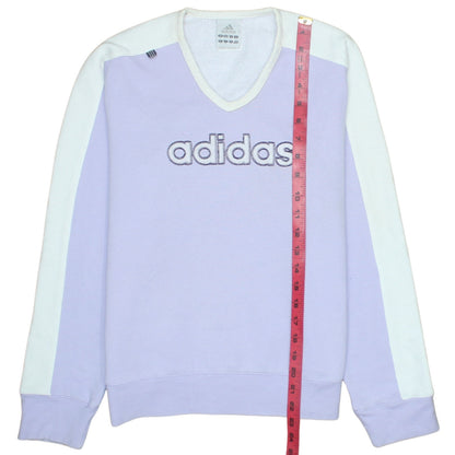 Adidas Women Purple White V-Neck Pullover Sweatshirt Size 12