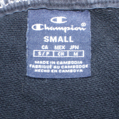 Champion Men's Black Small Pullover Hoodie with Logo Tape Detail