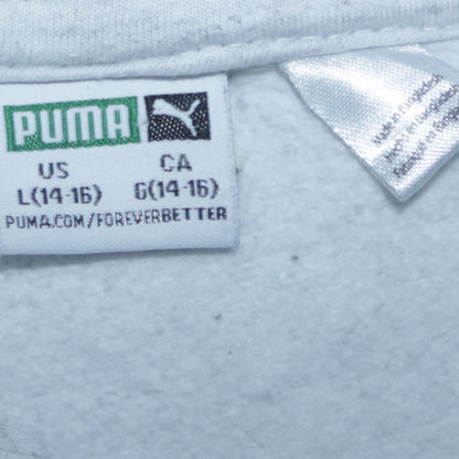 Puma Boys Beige Pullover Hoodie L 14-16 Years Logo Graphic Hooded Sweatshirt