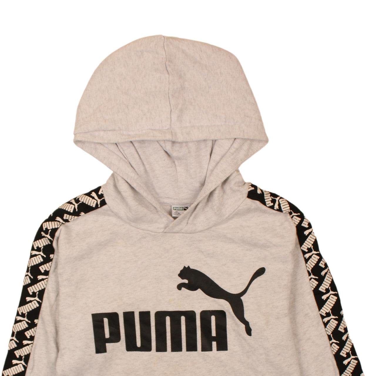 Puma Boys Beige Pullover Hoodie L 14-16 Years Logo Graphic Hooded Sweatshirt