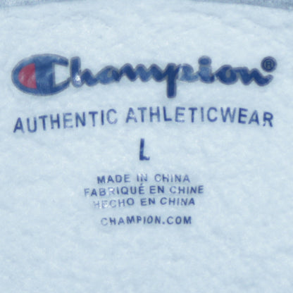 Champion Women White Pullover Hoodie L Logo Embroidered Sweatshirt