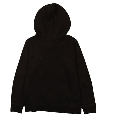 Adidas Women Black Hooded Pullover Hoodie UK 12 Logo Print Cotton Blend