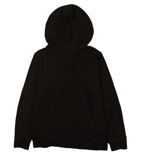 Adidas Women Black Hooded Pullover Hoodie UK 12 Logo Print Cotton Blend