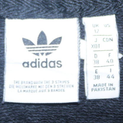 Adidas Women Black Hooded Pullover Hoodie UK 12 Logo Print Cotton Blend