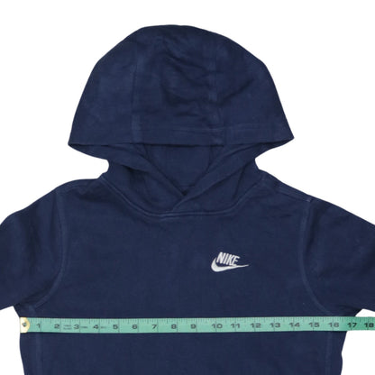 Nike Boys Blue Pullover Hoodie L 147-158cm Cotton Blend Logo Sweatshirt