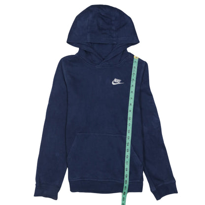 Nike Boys Blue Pullover Hoodie L 147-158cm Cotton Blend Logo Sweatshirt