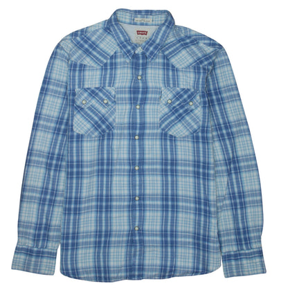 Levi's Men's Blue Plaid Slim Fit Long Sleeve Western Shirt XL