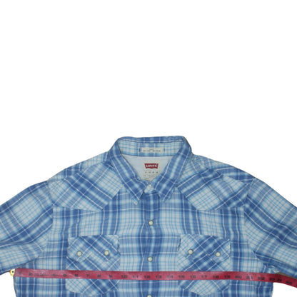 Levi's Men's Blue Plaid Slim Fit Long Sleeve Western Shirt XL