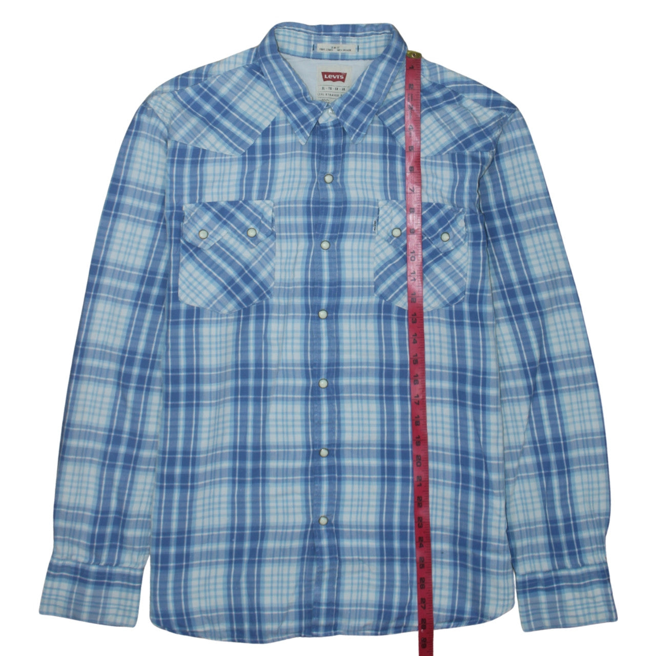 Levi's Men's Blue Plaid Slim Fit Long Sleeve Western Shirt XL