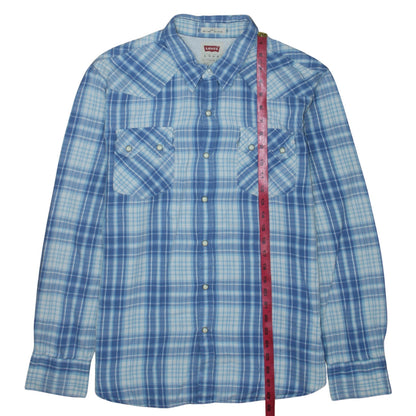 Levi's Men's Blue Plaid Slim Fit Long Sleeve Western Shirt XL