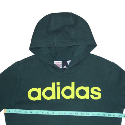 Adidas Boys Green Pullover Hoodie 15-16 Years Logo Print Sweatshirt