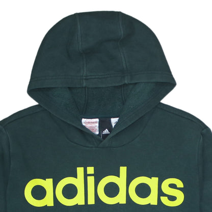 Adidas Boys Green Pullover Hoodie 15-16 Years Logo Print Sweatshirt