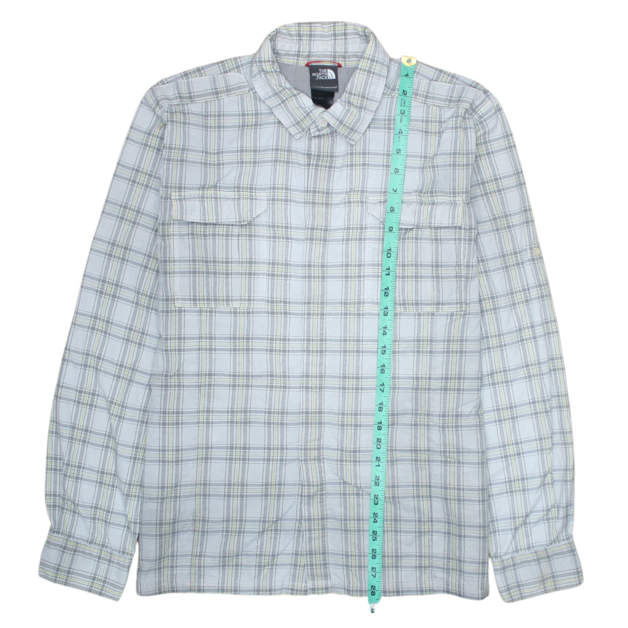 The North Face Men's Blue Checked Long Sleeve Button-Up Shirt L