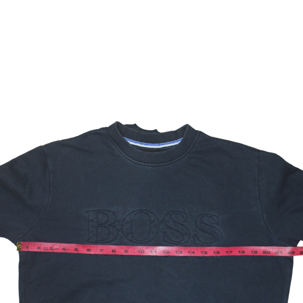 Hugo Boss Mens Blue Crew Neck Embroidered Logo Sweatshirt Size M
