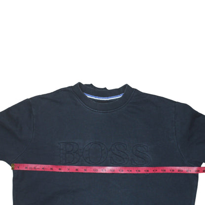 Hugo Boss Mens Blue Crew Neck Embroidered Logo Sweatshirt Size M
