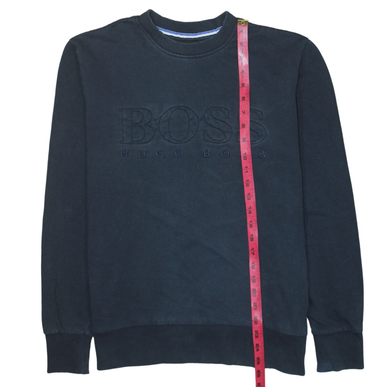 Hugo Boss Mens Blue Crew Neck Embroidered Logo Sweatshirt Size M