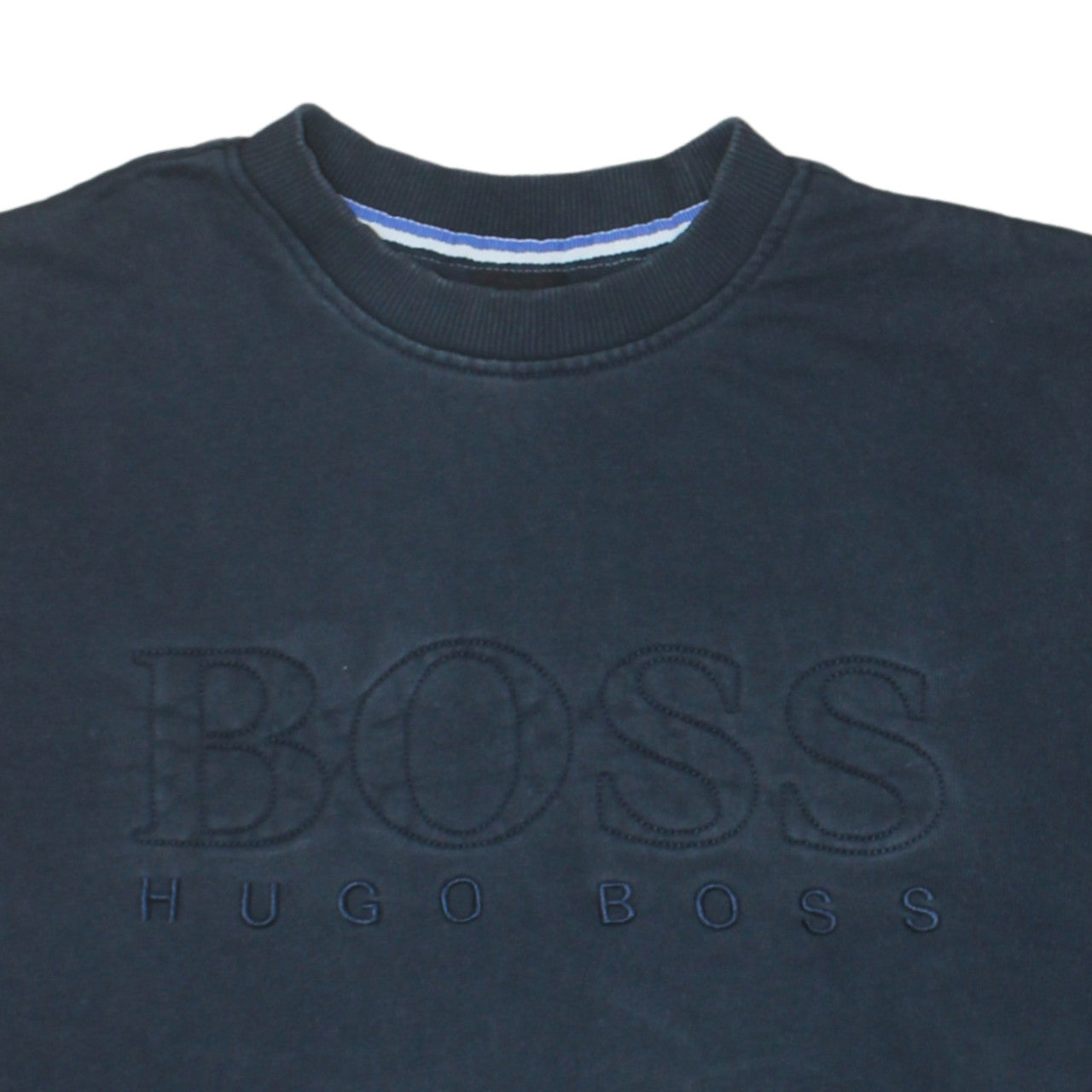 Hugo Boss Mens Blue Crew Neck Embroidered Logo Sweatshirt Size M