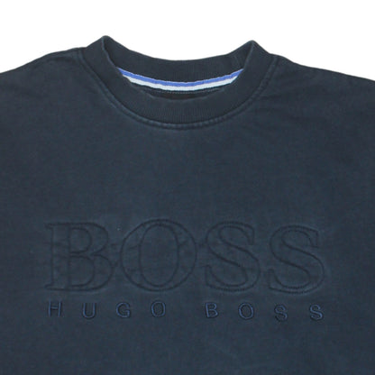 Hugo Boss Mens Blue Crew Neck Embroidered Logo Sweatshirt Size M
