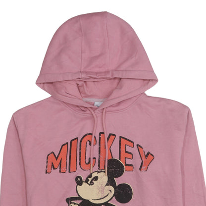 Primark Disney Women Pink Hooded Pullover Hoodie XS Mickey Mouse Print