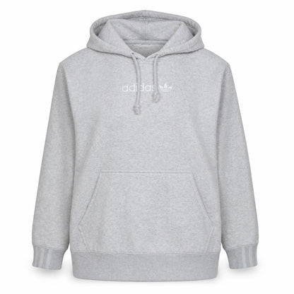 Front view of Adidas Women Grey Pullover Hoodie Small Logo Hooded Sweatshirt